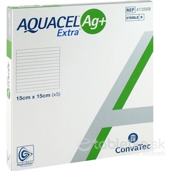 Aquacel AG+ extra krytie 15 x 15 cm 5 ks