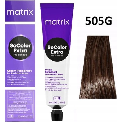 Matrix SoColor Pre-Bonded Permanent Extra Coverage Hair Color 505G Light Brown Gold 90 ml