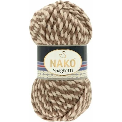 Pletací příze Nako Spaghetti 21366 - hnědo bílá - DOPRODEJ