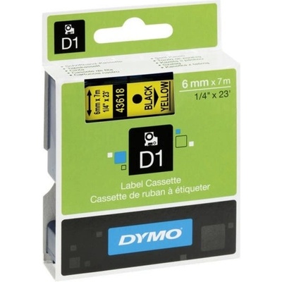 Páska Dymo 6mm 43618, D1 čierna na žltú