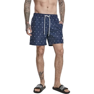 Urban Classics Бански гащета Urban classics Pattern swimming shorts - Blue (Navy Blue / White)
