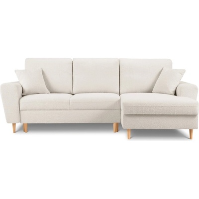 Cosmopolitan Design Бежов разтегателен ъглов диван с място за съхранение от прежда с примки от букле (десен ъгъл) Kyoto - Cosmopolitan Design (COS_RCF_67_F1_KYOTO1)