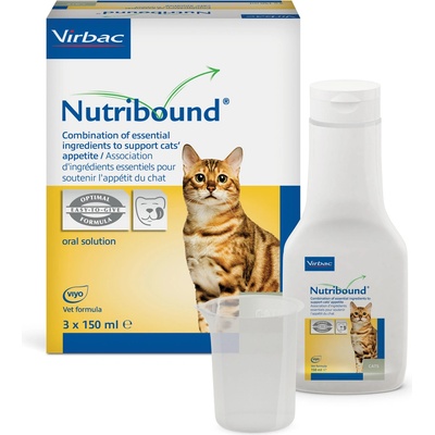Virbac Nutribound Перорален разтвор за котки по време на възстановяване 3x150 мл - нова версия