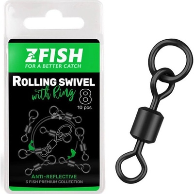 Zfish Obratlík Rolling Swivel with Ring Black Matt Veľkosť 8 10ks 26kg