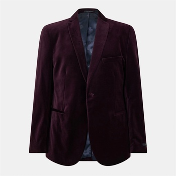 Image 1 of Ted Baker Яке Ted Baker Men's Velvet Tailored Formal Jacket - Burgundy