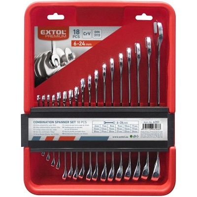 Extol Premium klíče očkoploché, sada 18 ks 6351