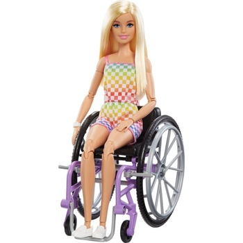 Barbie Modelka na invalidnom vozíku v kockovanom overale