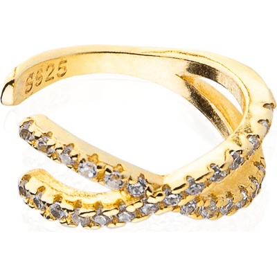 Franco Bene Ear cuff náušnice s drobnými zirkony pozlacená 123 – Zboží Dáma