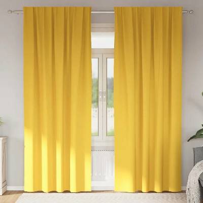 Závěsy 2 ks hořčicově žluté 260 x 140 cm Polyester Lumarko!