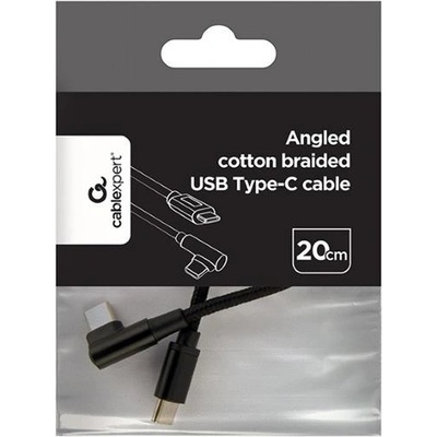 Gembird CC-USB2-CMCML-0.2M USB-C M / USB-C M, datový / nabíjací, opletený, pravouhlý, 0,2m