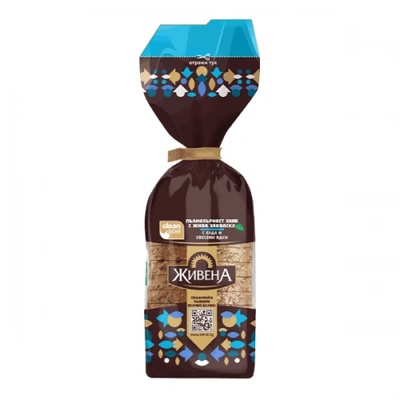 Хляб Живена Пълнозърнест с жива закваска с елда и овес. ядки 350гр