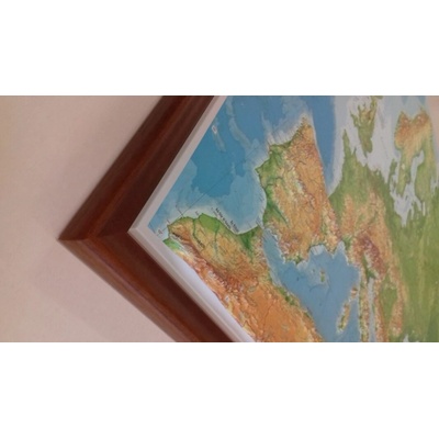 Georelief Benelux - plastická mapa 80 x 60 cm Varianta: mapa v dřevěném rámu, Provedení: Pinos světle hnědý