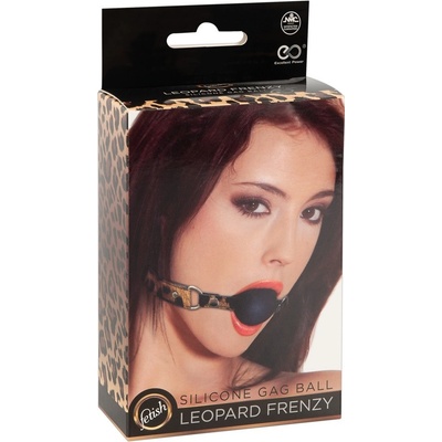 Silikonový roubík na pásku s leopardím motivem Silicone Gag Ball Leopard Frenzy 4 cm