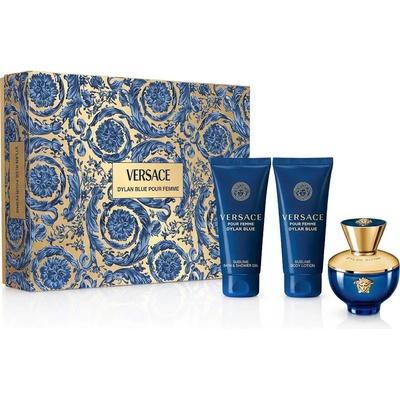 Versace Pour Femme Dylan Blue комплект за жени Eau de Parfum 50 ml + Душ гел 50 ml + Лосион за тяло опция Ornaments Flower Cover Blue