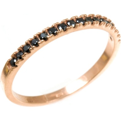 Zodiax Zlatý prsten 1899 v růžovém zlatě s černými zirkony