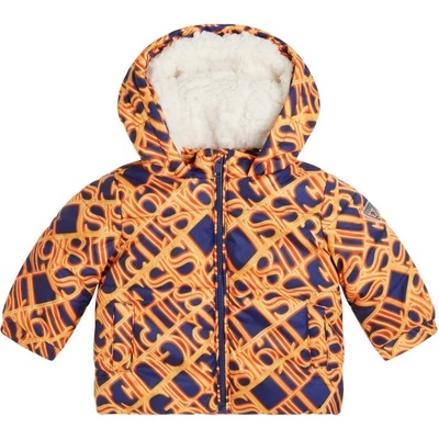 GUESS Шарено яке за бебе момче с букви в оранжево Guess