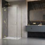 Radaway Правоъгълна душ кабина с люлееща се врата Radaway Essenza KDJ 110x100 см, матово златисто-прозрачно покритие, лява (1385041-99-01L+1384052-01-01)