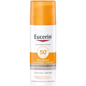 Eucerin Sun Оцветен слънцезащитен гел-крем за лице Pigment Control, светъл, SPF50+, 50 ml