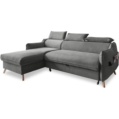 Miuform Ъглов разтегателен диван от светлосиво кадифе (ляв ъгъл) Sweet Harmony - Miuform (818MO244)