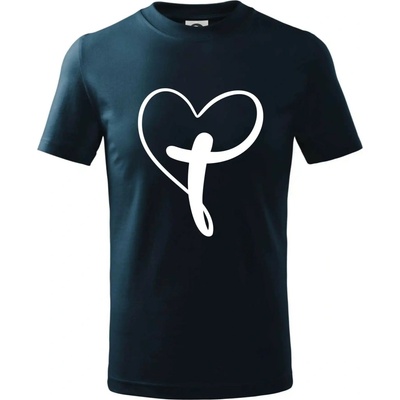 Jesus srdce dětské bavlněné tričko námořní modrá velmi tmavá téměř černá