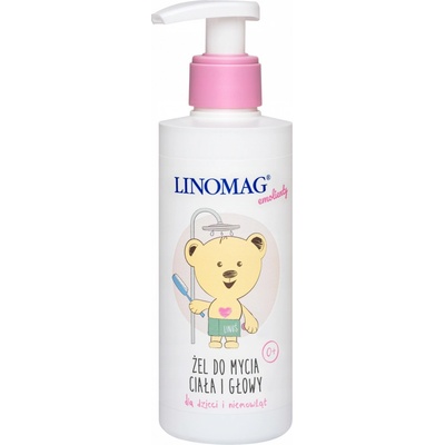 Linomag Emolienty Shampoo & Shower Gel sprchový gél a šampón 2 v 1 pre deti od narodenia 200 ml