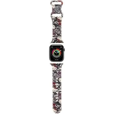 Hello Kitty Каишка Hello Kitty Silicone Tags Graffiti за Apple Watch 38/40/41mm, бежова (3666339190354)