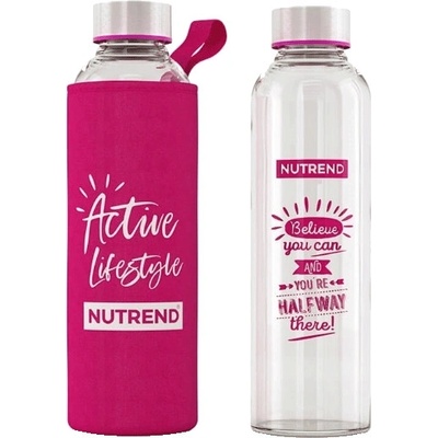 Nutrend SKLENĚNÁ LÁHEV S TERMOOBALEM Růžová 500 ml