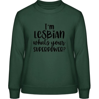 AWDis Sweat mikina Som lesbička aká je tvoja superschopnosť? fľašková zelená