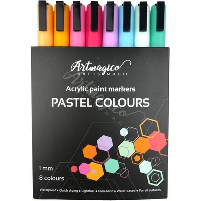 Artmagico Smart akrylové markery jemný hrot 0,9 - 1,3 mm pastelové sada 8 ks