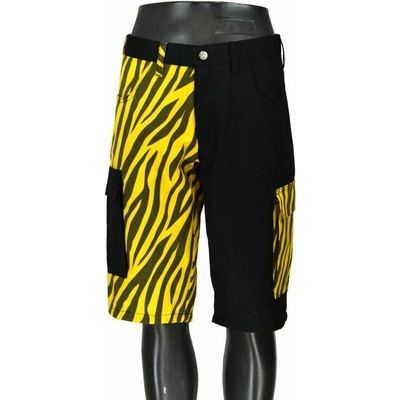 Punk kraťasy S BOČNÍMA KAPSAMA ČERNÁ ŽLUTÁ ZEBRA pánské