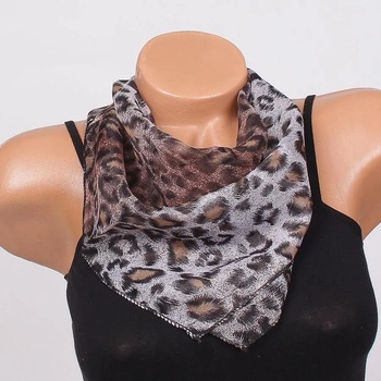 Image 1 of Стилно фишу с леопардов принт в бяло, черно и кафяво