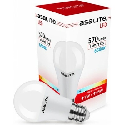 Asalite ASAL0132 LED žiarovka E27 7 W klasická banka mliečna K 6500