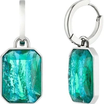Preciosa oceľové náušnice kruhy s ručne mačkanými kameňmi českého krištáľu Preciosa Ocean Emerald 7445 66