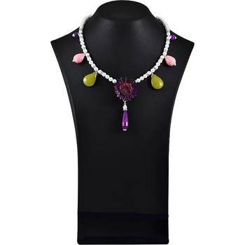 Image 1 of Dannyra Колие с нефрит, кварц, Mayorka перли и истинска мараритка Purple daisy Dannyra Jewels