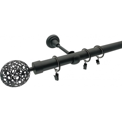 KovovégarnýžeCZ Huglo elegance 25 mm Dvouřadá Kroužky s žabkou černá matná 320 cm