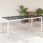 vidaXL Градинска маса със стъклен плот бяла 190x90x75 см полиратан (368129)