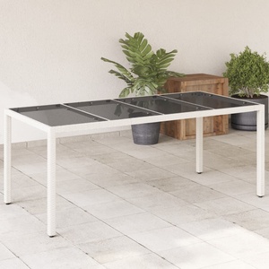 vidaXL Градинска маса със стъклен плот бяла 190x90x75 см полиратан (368129)