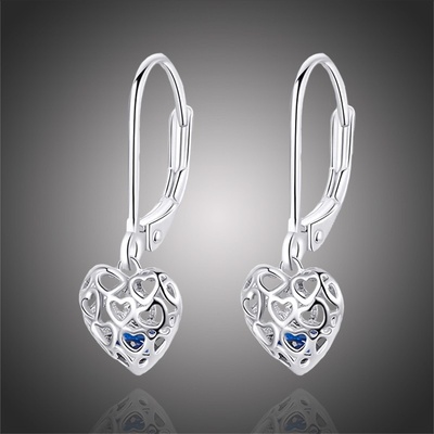 Grace Silver Jewellery stříbrné náušnice se zirkony Robyn srdce E-SCE746 stříbrná