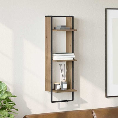 vidaXL Стенен рафт с рафт Дъб 30 x 25 x 100 cm Инженерно дърво (882842)