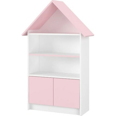 BabyBoo Dřevěná knihovna/skříň na hračky Nellys Domeček bílá/růžová – Zboží Dáma