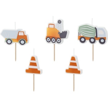 Party Deco Свещички за Рожден Ден - Строителни Машини (1 Пакет / 5 Бр. )