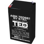Ted electric Оловна Батерия TED ELECTRIC, 6V, 6.1Ah, 70/ 47/ 100 mm, AGM (TED-6V-4.5-AGM) - Allstore