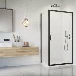 Radaway Комплект душ кабина Alienta Black DWJ+S 100x90 см, бяло душ корито Laros D Compact и черен сифон за душ корито (202407)
