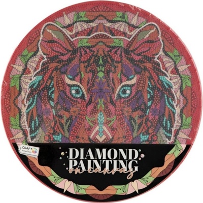 Diamantové malování mandala - lev průměr 30cm s doplňky ve fólii