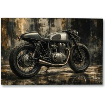 Plakát – Klasický motocykl před patinovanou stěnou 135 × 90 cm Bez rámu Ne Bez rámu