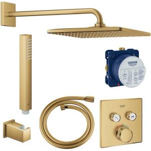 GROHE Вградена душ система Grohe Grohterm SmartControl Rainshower с термостат в цвят матово злато Cool Sunrise (setRainshowerauriuperiatGN)
