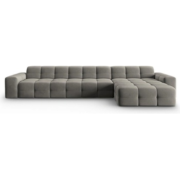 Micadoni Ъглов диван от сиво кадифе (десен ъгъл) Kendal - Micadoni Home (MIC_RC_M_121_F1_KENDAL2)