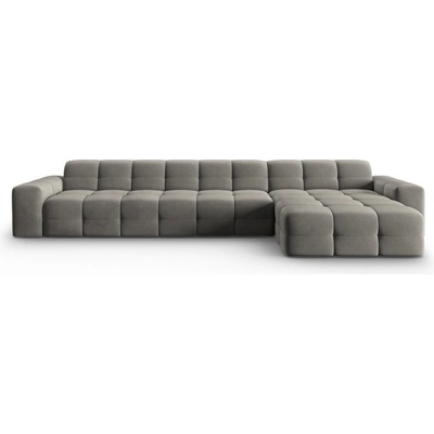 Micadoni Ъглов диван от сиво кадифе (десен ъгъл) Kendal - Micadoni Home (MIC_RC_M_121_F1_KENDAL2)