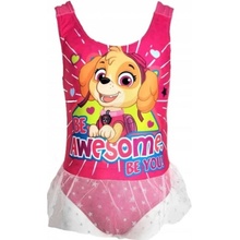 Setino Dievčenské detské jednodielne plavky Tlapková patrola Paw Patrol tm. ružové Skye