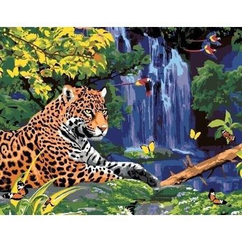 Zuty Рисуване по номера Ягуар при водопада и папагали (Хауърд Робинсън) (M10-050-040-500408)